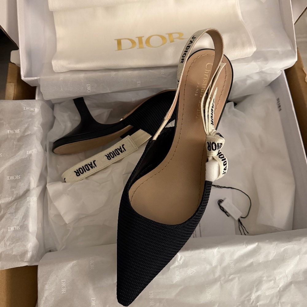 Dior black and cream slingbacks J’Adior